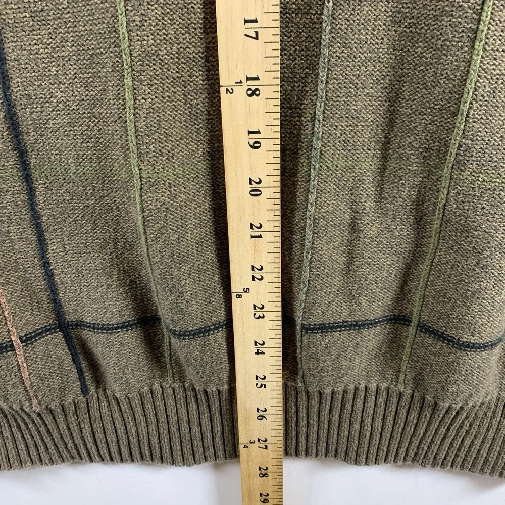 Vintage Geoffrey Beene Mens Cotton Crewneck Sweater XL Olive‎ Brown Preppy Dad